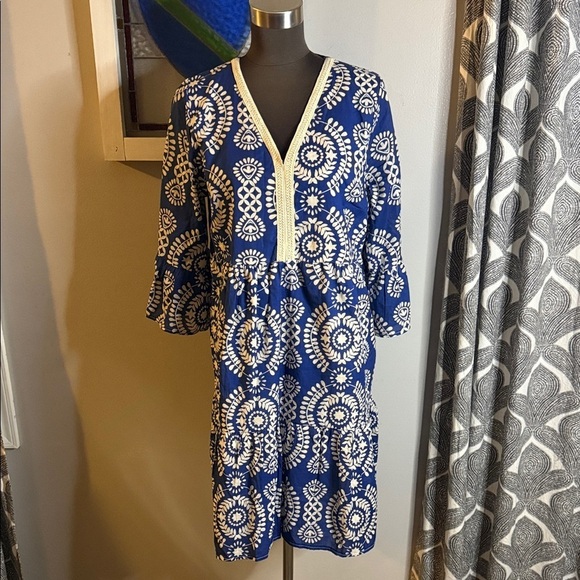 Saiph Lab Dresses & Skirts - Saiph Lab Tiered Bell Sleeve Midi Dress SZ Large